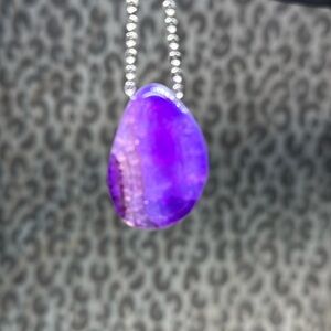 Purple Lace Fire Agate Necklace Natural Crystal Healing